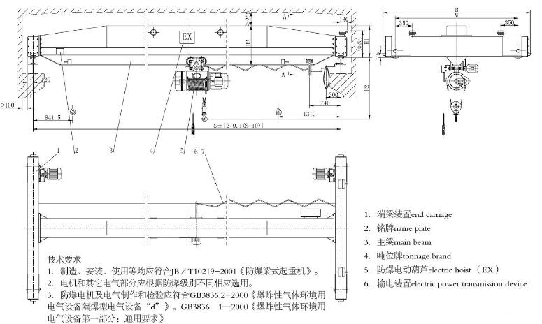 防爆型电动式单梁糖心视频免费看机图纸